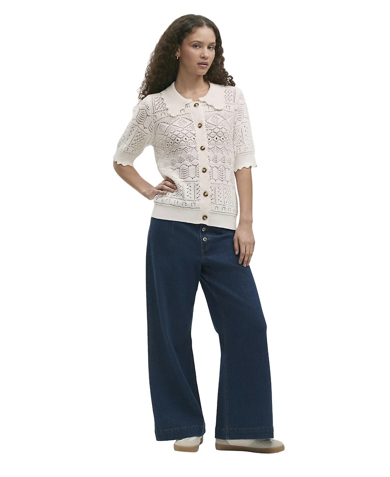 Finery London Women's Marlowe Short-Sleeve Crochet Cardigan