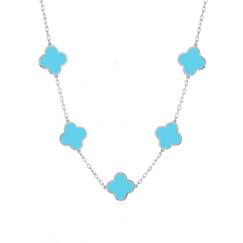 The Lovery Classic Turquoise Clover Necklace Sterling Silver