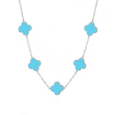 The Lovery Classic Turquoise Clover Necklace Sterling Silver
