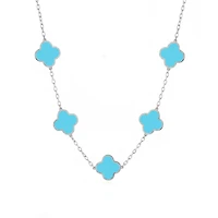 The Lovery Classic Turquoise Clover Necklace Sterling Silver