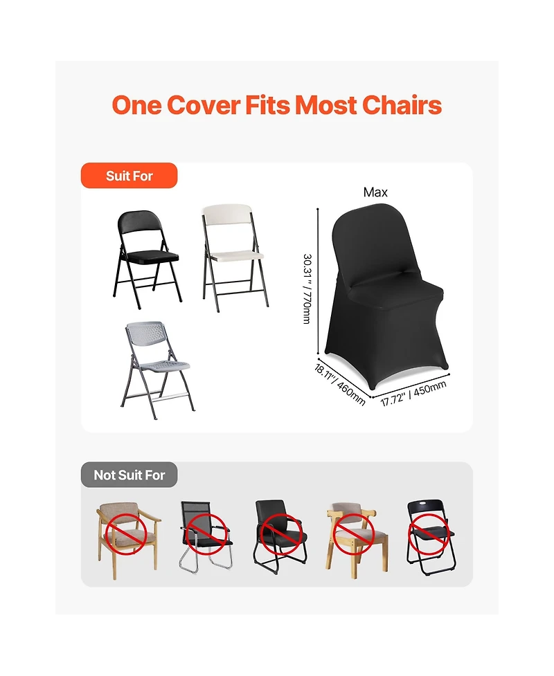 Sugift 150 Piece Bulk Stretch Spandex Chair Cover Set for Large Banquet and Event Venues