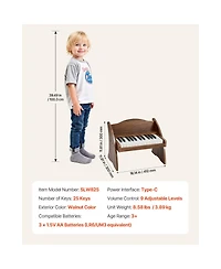 Sugift 25-Key Wooden Dual-Power Digital Piano Keyboard, Ages 2+
