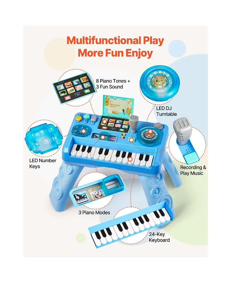 Sugift Baby Dj Turntable 133 Sound Sources Record and Playback Musical Activity Table, Ages 6 Months+