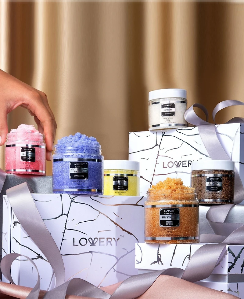 Lovery Body Scrub, Exfoliating Body, Face, Hand, Foot Scrubs, 6 Scented Scrubs with Essential Oils, Body Care Gifts