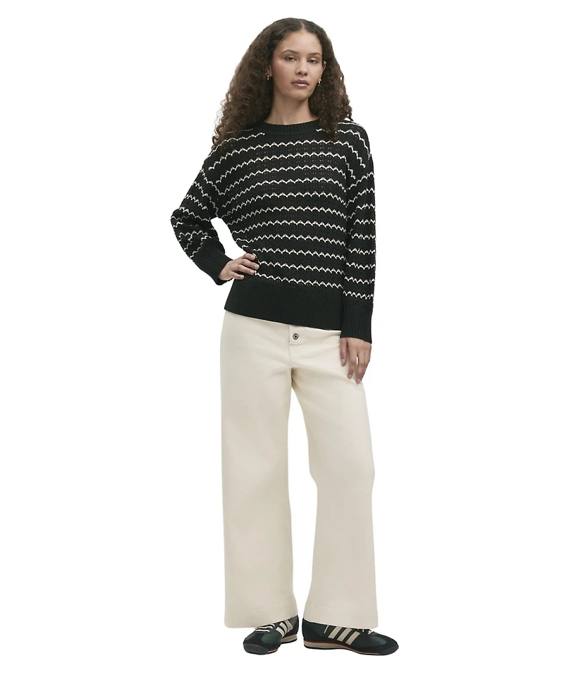 Finery London Women's Sansa Crochet Striped Long-Sleeve Sweater
