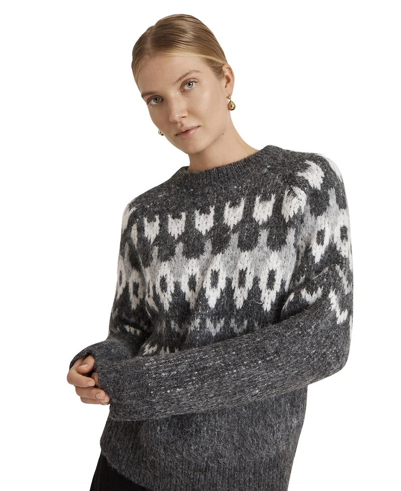 Finery London Women's Belinda Fair Isle Long-Sleeve Round Neck Sweater