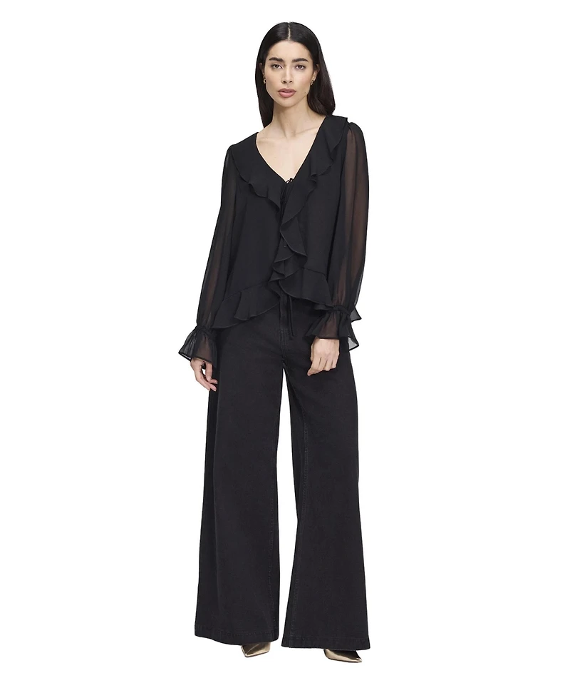 Finery London Women's Jannelle Sheer Long-Sleeve Blouse