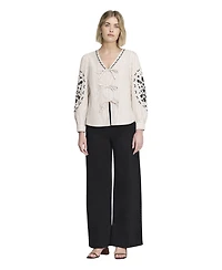 Finery London Women's Karlee Striped Tie-Front Long-Sleeve Top