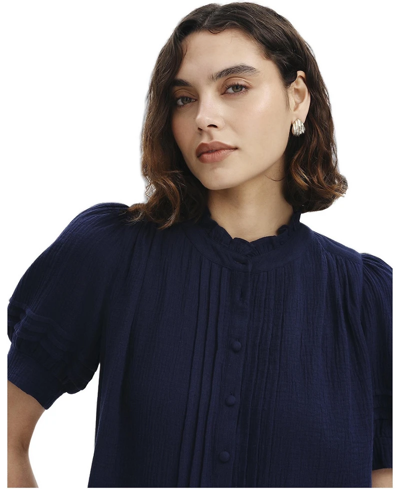 Finery London Women's Teagan Pintuck Short-Sleeve Blouse