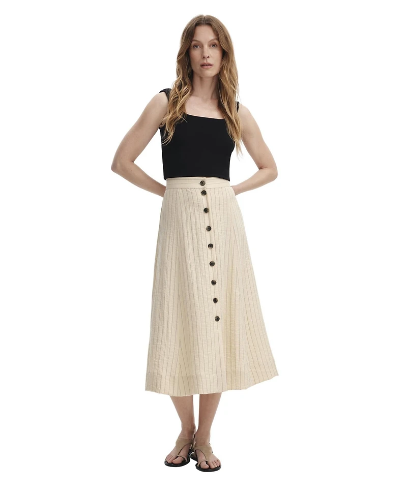 Finery London Women's Frances Stripe Midi A-Line Skirt