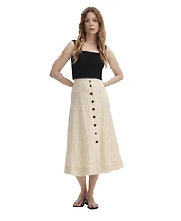 Finery London Women's Frances Stripe Midi A-Line Skirt