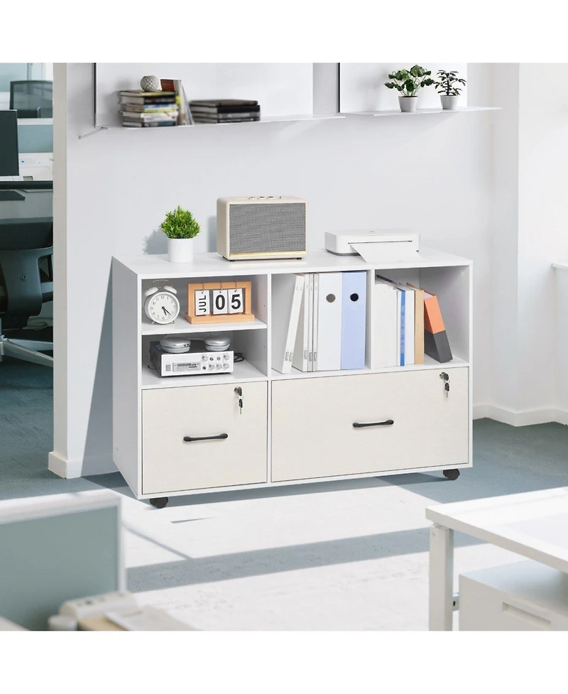 Slickblue 2 Drawer Mobile File Cabinet with Adjustable Storage Shelves