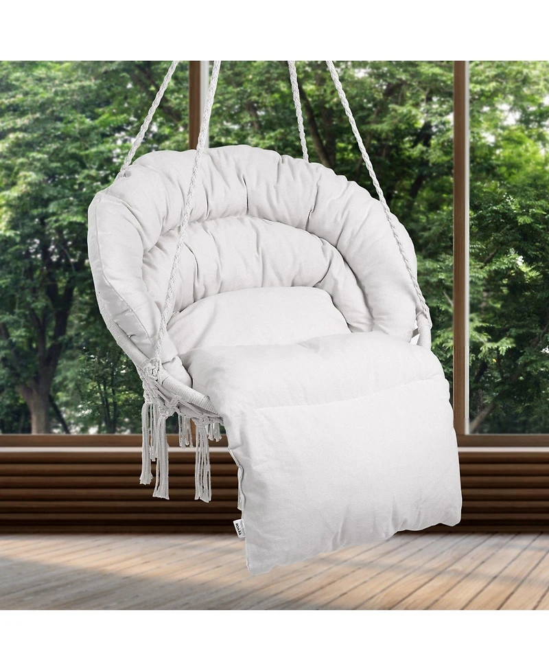 Slickblue Cotton Rope Hanging Hammock Chair for Patio Balcony Bedroom