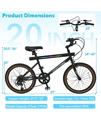 Sugift 20" Led-Lit Built-in Speakers Wireless Cycling Bike