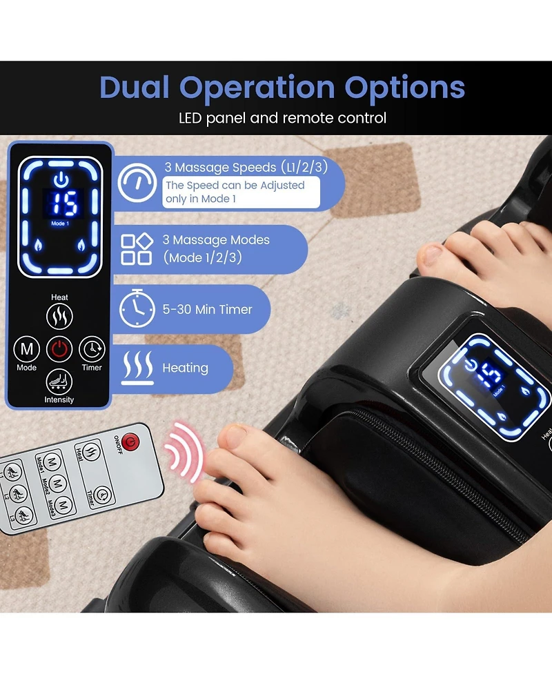 Ecooso Foot and Calf Massager with Heat Shiatsu Deep Kneading Rolling Smart Electric Leg Massager