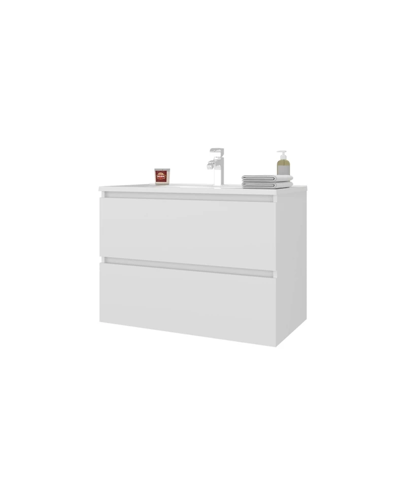 Fm Furniture Smoot Floating Vanity with Two Drawers and Sink