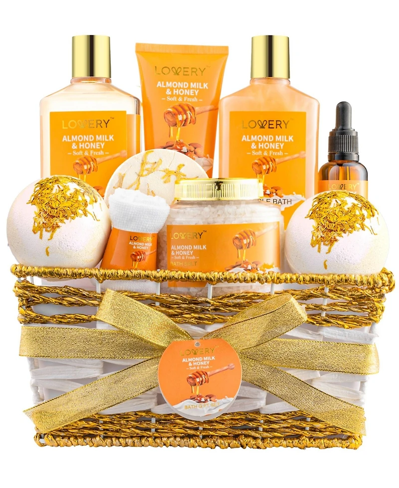 Lovery 10 Piece Almond Milk and Honey Home Spa Body Care Gift