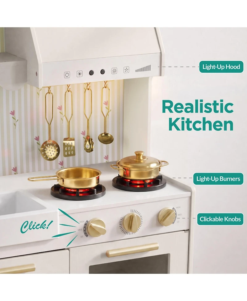 Best Choice Products Kids Play Kitchen Set with Espresso Machine, Ice Maker, Storage Island and Accessories