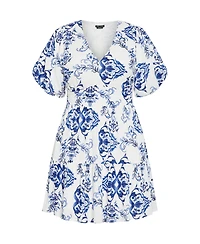 City Chic Women's Winslow Fit & Flare Print V-Neck Dress