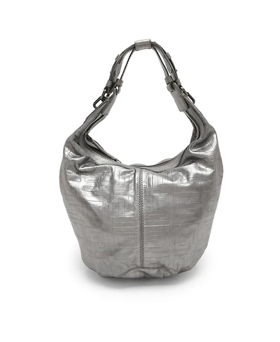 Pre-Owned Givenchy Women's Monogram Embossed Metallic Leather Hobo Bag
