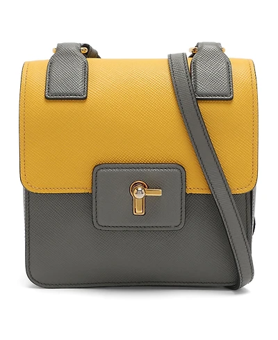 Pre-Owned Prada Saffiano Leather Color Flap Crossbody Bag