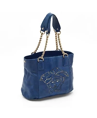 Pre-Owned Versace Women's Leather La Medusa Perforated Chain Tote Bag