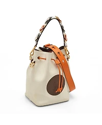 Pre-Owned Fendi Women's Mon Tresor Mini Leather Bucket Bag with Floral Strap