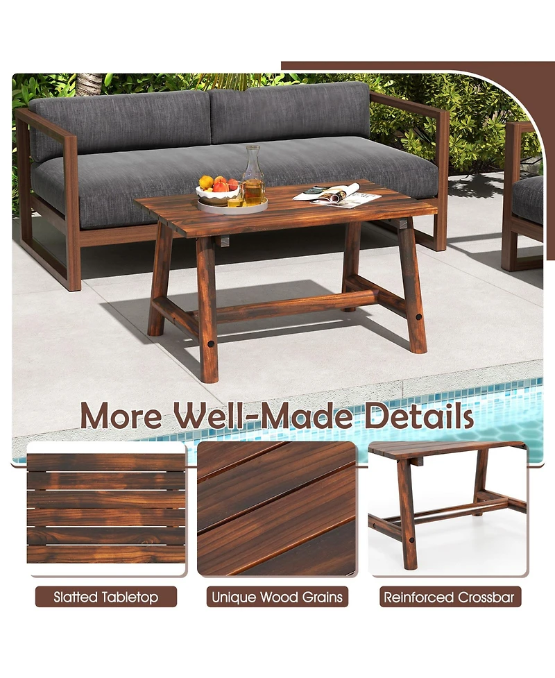 Mecale 35.5 in Solid Wood Patio Coffee Table with 275-lb Capacity