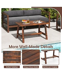 Mecale 35.5 in Solid Wood Patio Coffee Table with 275-lb Capacity