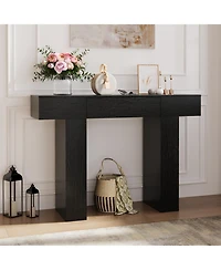 47" Console Table with Drawer, Modern Farmhouse Entryway Table, Walnut Wood Sofa Table, Narrow Accent Table for Hallway, Foyer and Living Room