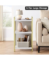 Modern Gold Coffee Table with Mdf Top and Metal Mesh Frame, Accent Side Table with Scratch-Resistant Finish and Polished Edges