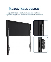 Full/Queen Upholstered Headboard Only, Black Linen Headboard with Adjustable Height, High-Density Padding, Wood Frame and Metal Legs