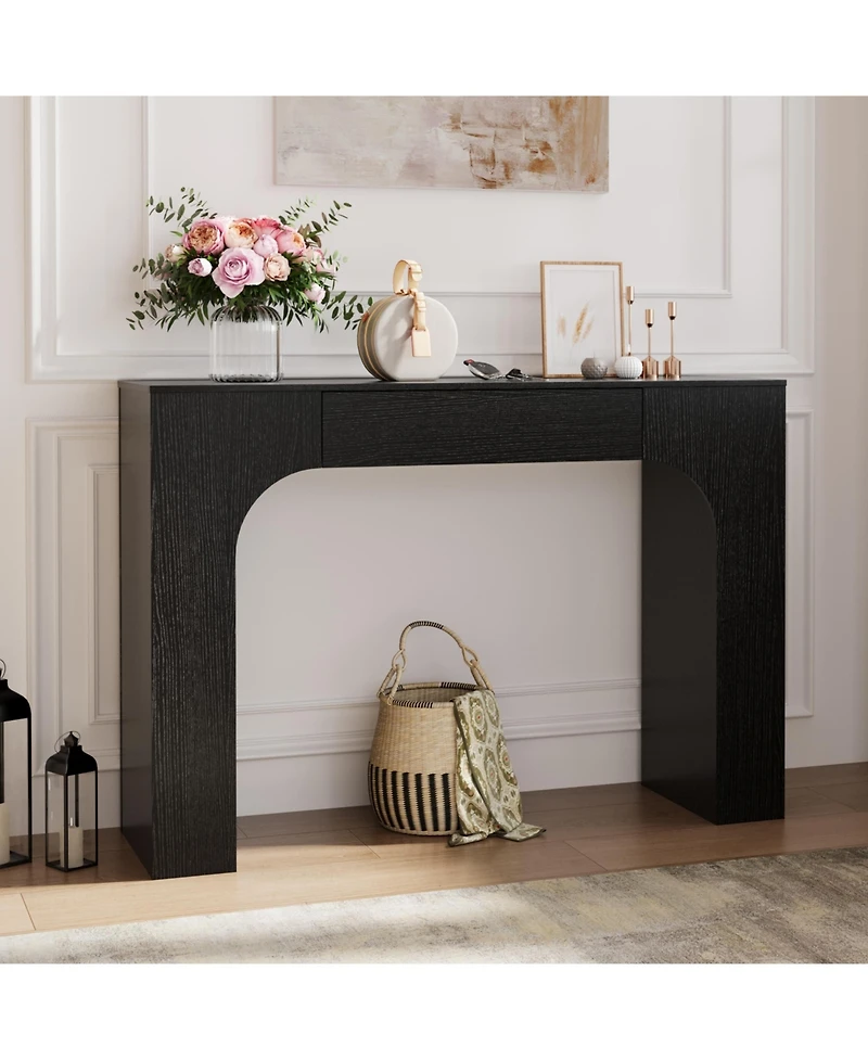 47" Console Table with Drawer, Narrow Farmhouse Entryway Table, Wood Sofa Table Behind Couch, Tv Stand for Hallway, Foyer or Living Room