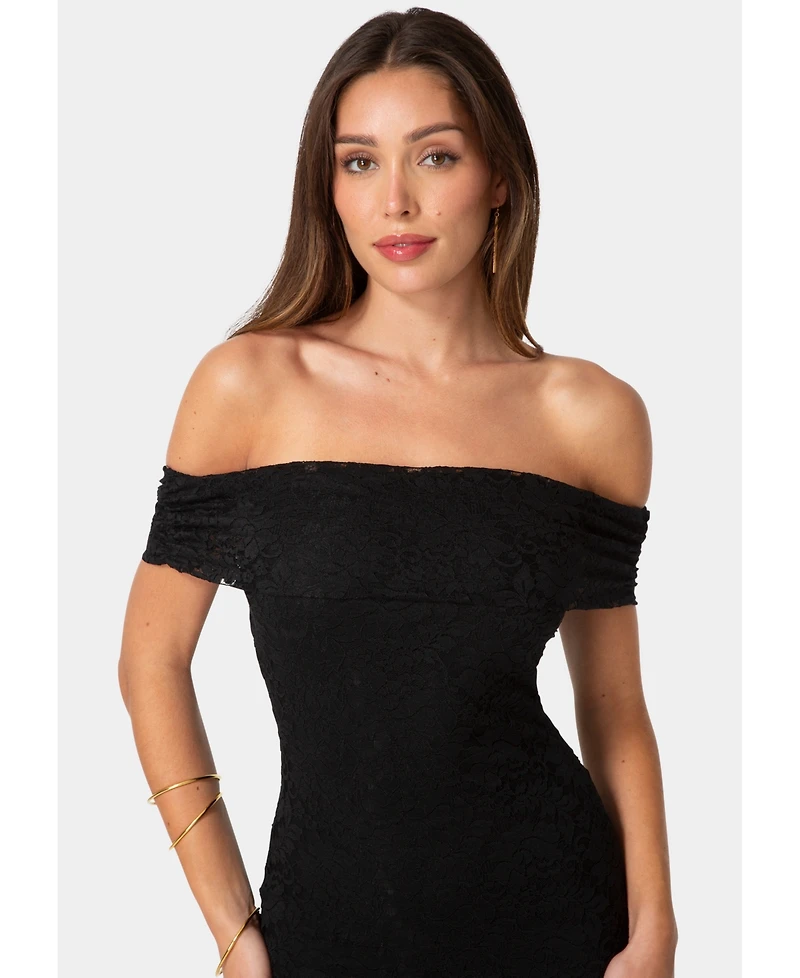 Bebe Women's Off-the-Shoulder Lace Maxi Dress