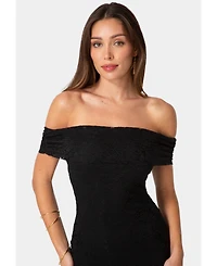Bebe Women's Off-the-Shoulder Lace Maxi Dress