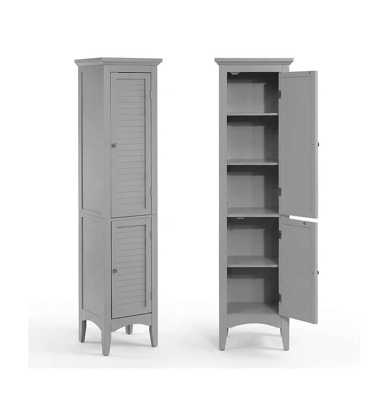 Teamson Home 63"H Glancy Linen Tower with Shutter doors