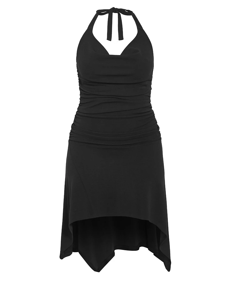 City Chic Plus Amber Halter Asymmetrical Mini Dress