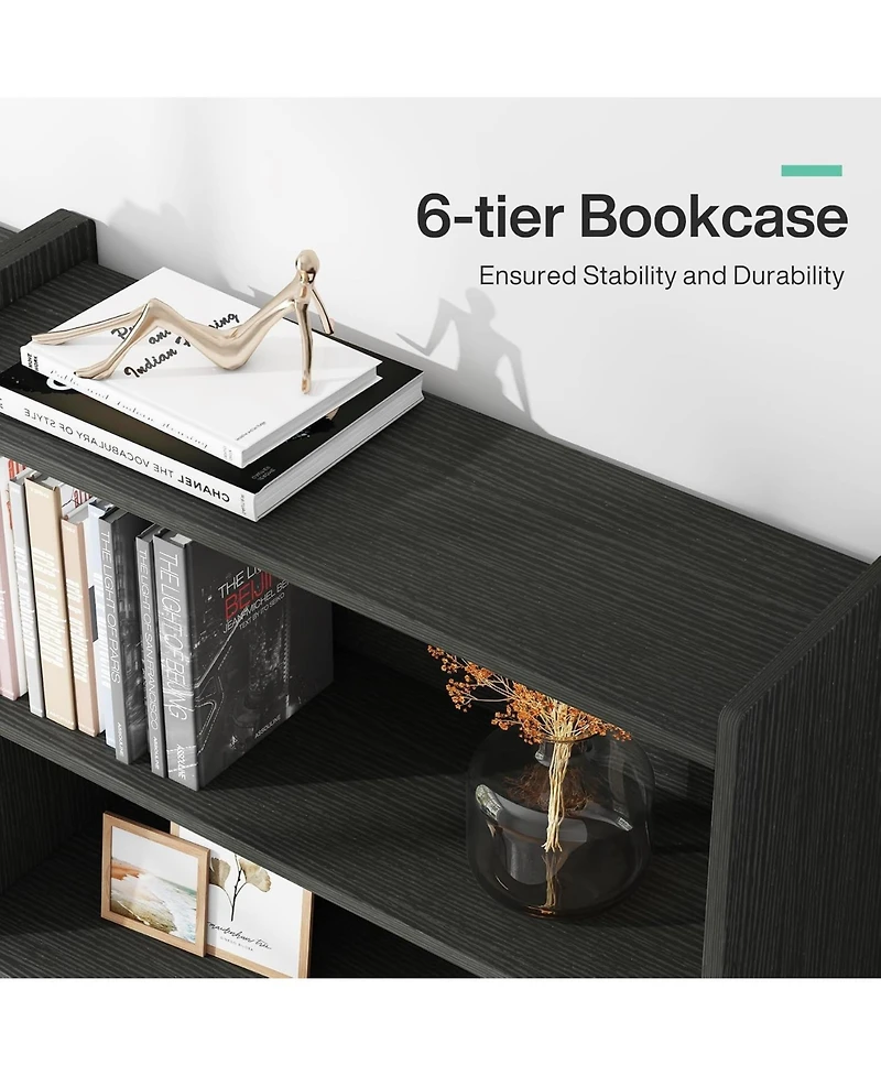Tribesigns 71-inch Tall Bookcase, Modern 6-Tier Library Bookshelf with Storage Shelves for Bedroom Living Room