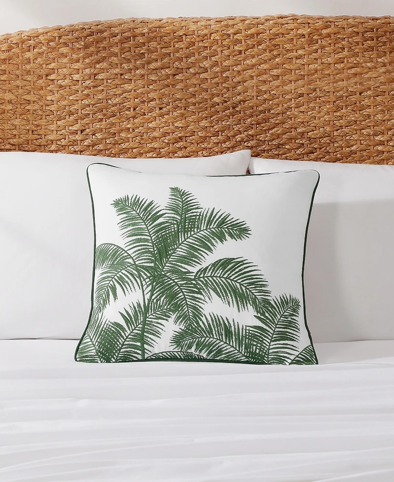 Tommy Bahama Home Shaded Palms Durable Cotton Canvas Zipper Closure Decorative Pillow, 20" x 20"