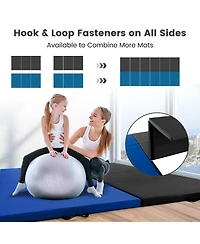 Glintex Folding Exercise Mat, 4 Panels, 10 x 4 ft Pu Leather Surface