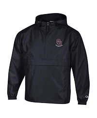 Champion Men's Black Oklahoma Sooners Packable Hooded Windbreaker Half-Zip Jacket