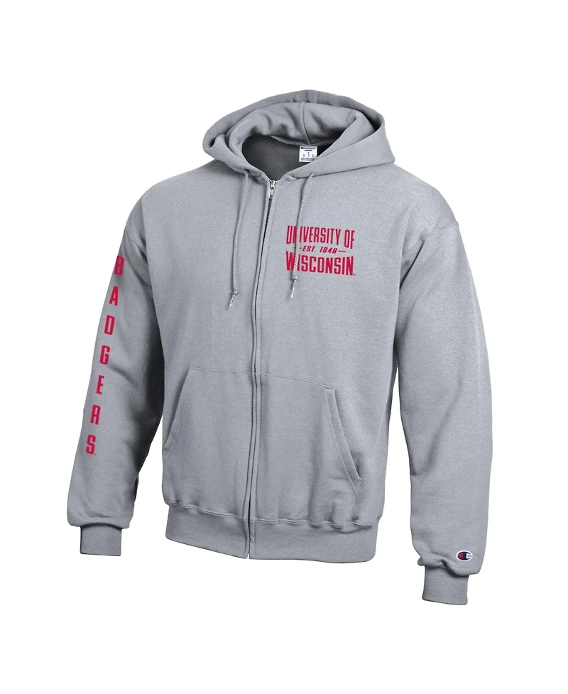 Champion Men's Wisconsin Badgers Varsity Powerblend Full-Zip Fleece Hoodie