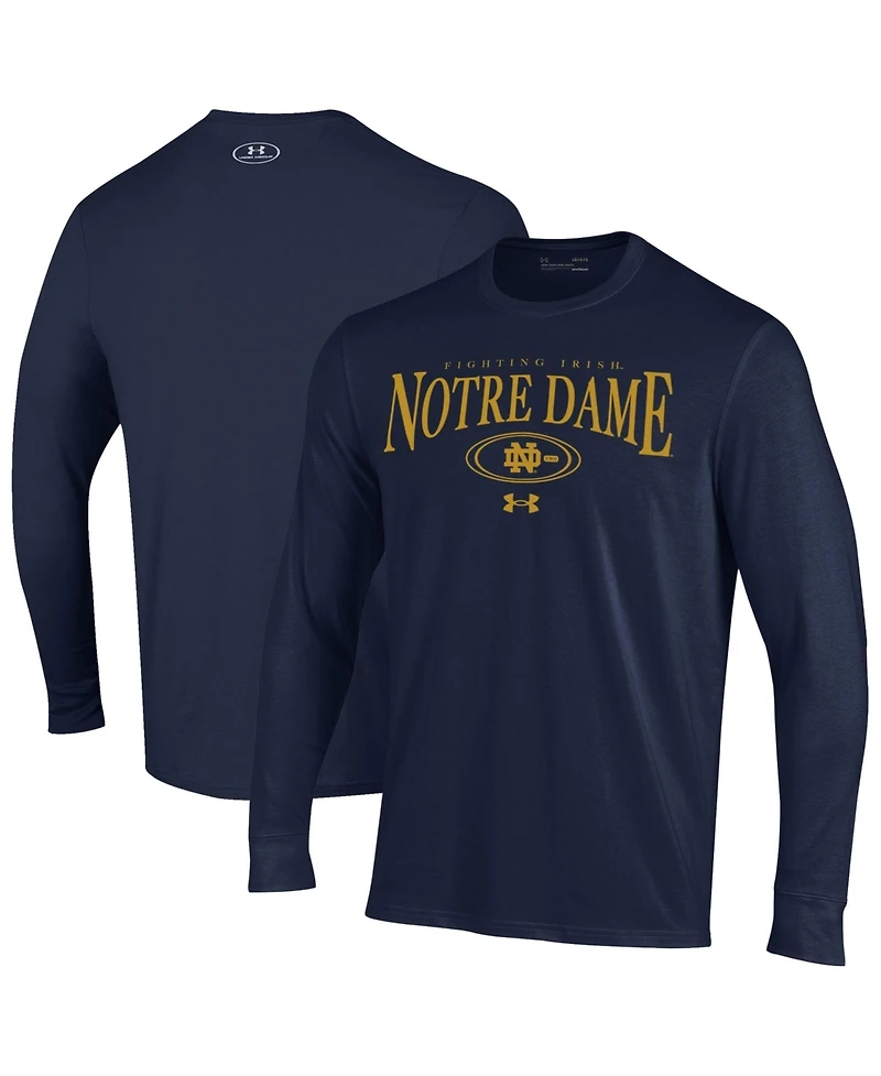 Under Armour Men's Navy Notre Dame Fighting Irish 2026 Sideline Performance Cotton Long Sleeve T-Shirt