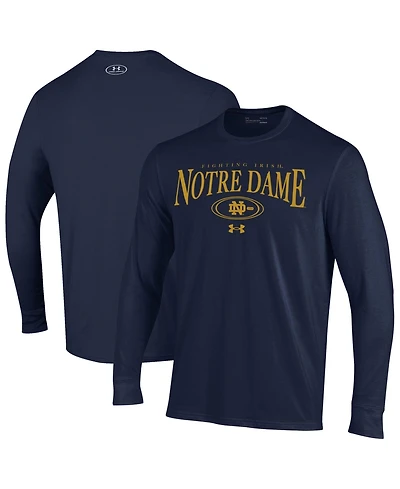 Under Armour Men's Navy Notre Dame Fighting Irish 2026 Sideline Performance Cotton Long Sleeve T-Shirt