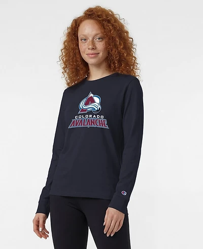 Champion Women's Colorado Avalanche Wordmark Lockup Screen-printed Long-Sleeve T-Shirt