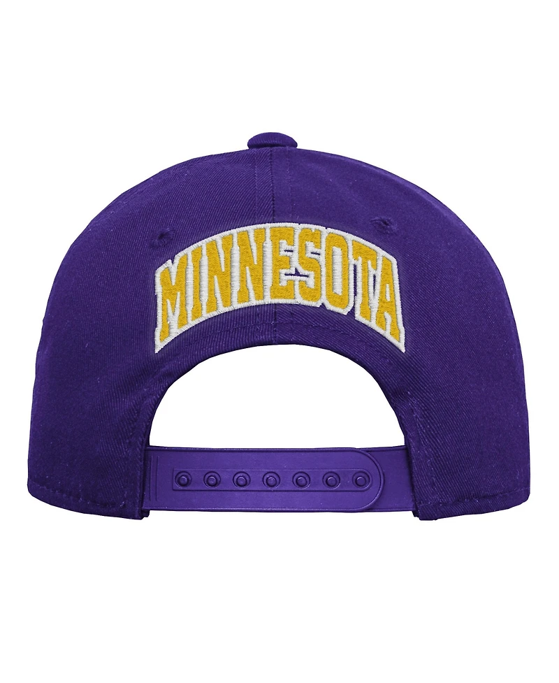 Outerstuff Big Boys and Girls Minnesota Vikings Curved-Bill High-Crown Snapback Cap