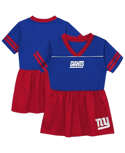 Outerstuff Toddler Girls' 2T-5T New York Giants V-Neck Short-Sleeve Fit & Flare Jersey Dress