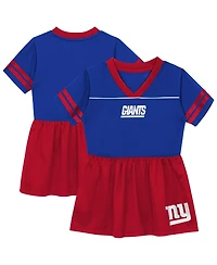 Outerstuff Toddler Girls' 2T-5T New York Giants V-Neck Short-Sleeve Fit & Flare Jersey Dress