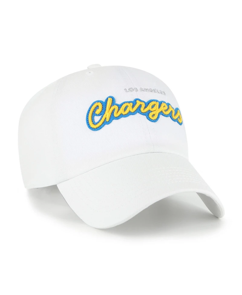 '47 Brand Women's White Los Angeles Chargers Trendy Script Clean Up Adjustable Hat