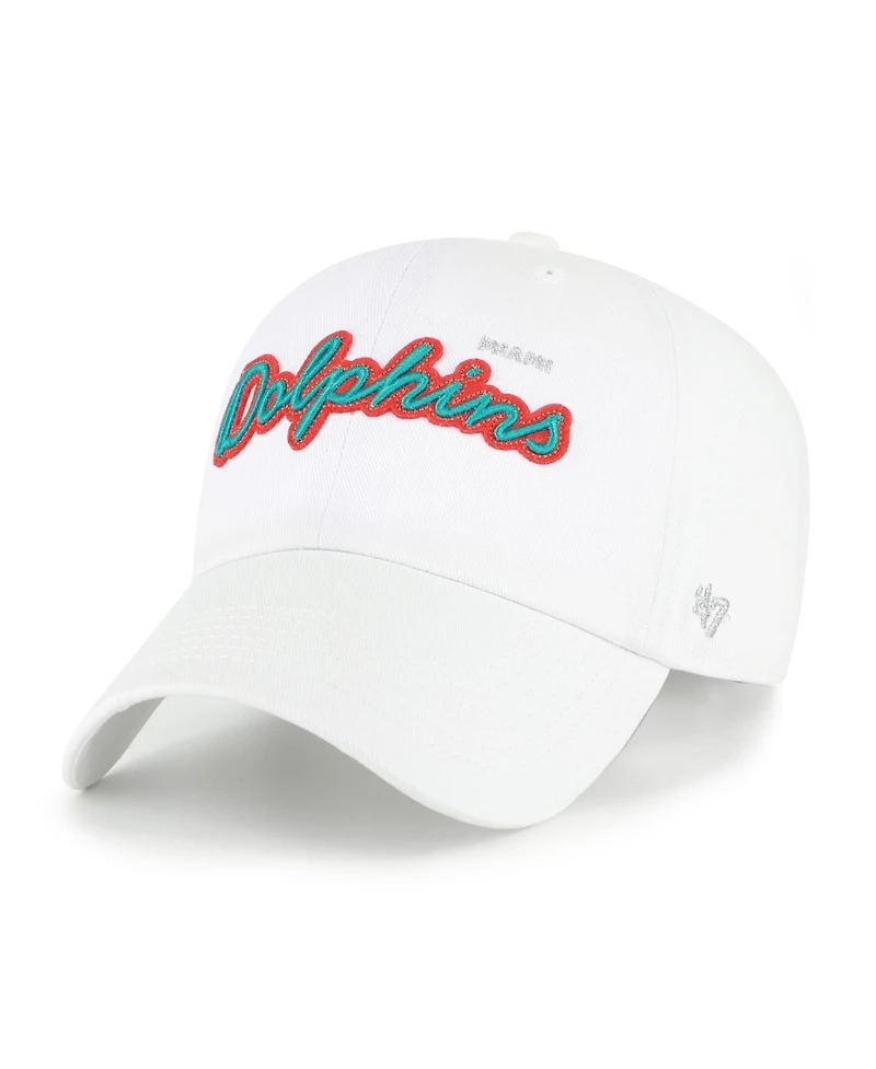 '47 Brand Women's White Miami Dolphins Trendy Script Clean Up Adjustable Hat